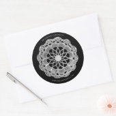 Schaduw Roos Mandala Sticker - Zilver & Zwart (Envelop)