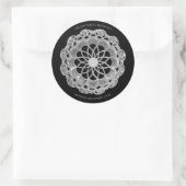 Schaduw Roos Mandala Sticker - Zilver & Zwart (Tas)