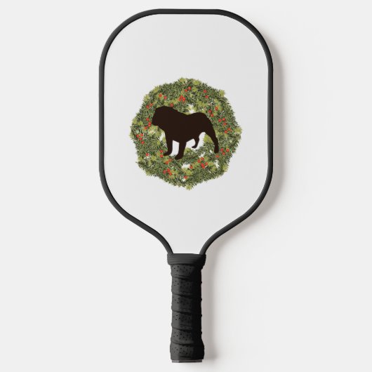 Schaduw Silhouet Bulldog Hond in een Krans Pickleball Paddle (Voorkant)