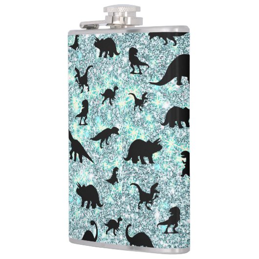 schaduw T-rex-dinosaurus op gradiëntsterrenstelsel Heupfles (Links)