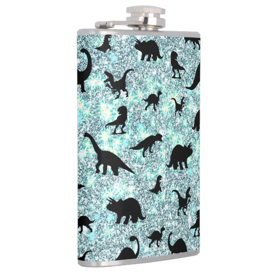 schaduw T-rex-dinosaurus op gradiëntsterrenstelsel Heupfles (Rechts)