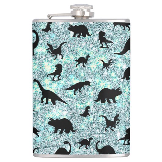 schaduw T-rex-dinosaurus op gradiëntsterrenstelsel Heupfles (Voorkant)