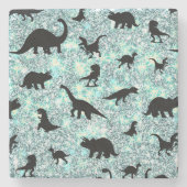 schaduw T-rex-dinosaurus op gradiëntsterrenstelsel Stenen Onderzetter (Voorkant)