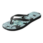 schaduw T-rex-dinosaurus op gradiëntsterrenstelsel Teenslippers (Schuin)