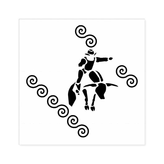 Schaduw uit een bull Rider Rubberstempel (Afrduk)