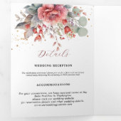 schaduw van blush roze perzik stoffige blauwe brui drieluik aankondiging (Binnenzijde eerst)