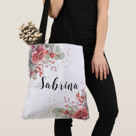 schaduw van blush roze perzik stoffige blauwe brui tote bag