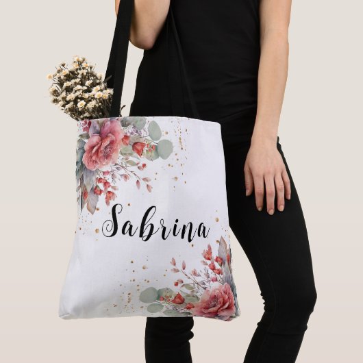 schaduw van blush roze perzik stoffige blauwe brui tote bag (Dichtbij)