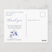 Schaduw van Royal Blue Ivory Floral Wedding Dank u Briefkaart (Achterkant)