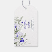 Schaduw van Royal Blue Ivory Floral Wedding Dank u Cadeaulabel (Achterkant)