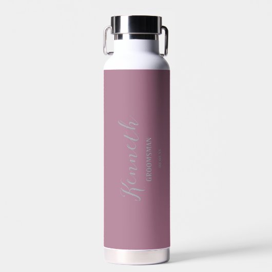 Schaduw van Roze Aluminium | Modern Monogram Bache Waterfles (Voorkant)
