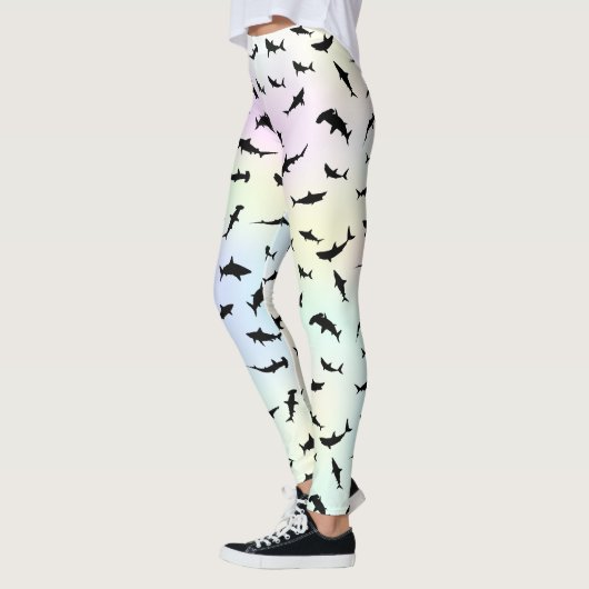 schaduw vis haai walvis op gradiënt Regenboog Leggings (Links)