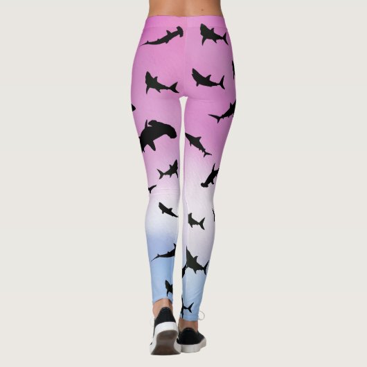 schaduw vis haai walvis op gradiënt Regenboog Leggings (Achterkant)