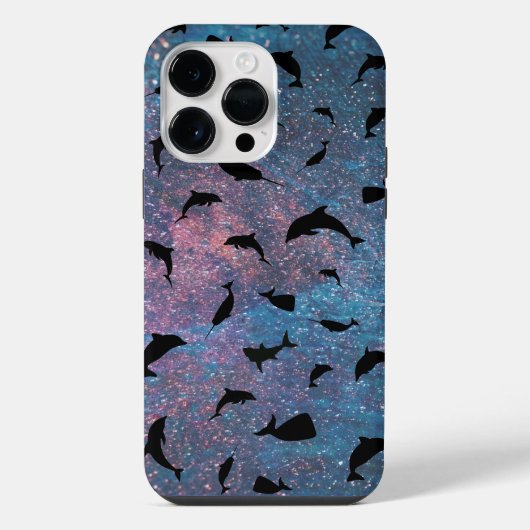 schaduw vis haai walvis op verloop sterrenstelsel iPhone hoesje (Achterkant)