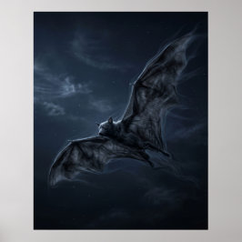 Schaduw vleermuis maanverlichte grot poster