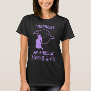 Schaduw Werk Maanfase Kat Mystiek en Spiritueel T-shirt