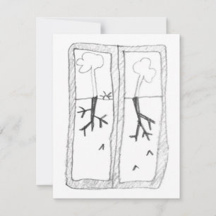 Schaduw wortels tekening RSVP kaartje