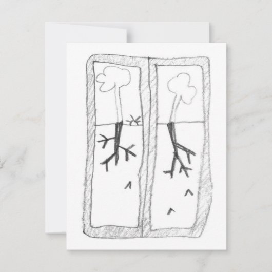 Schaduw wortels tekening RSVP kaartje (Voorkant)