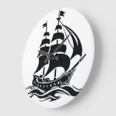 Schaduw Zeilschip – Vintage Oceaan Illustratie Grote Klok (Hoek)