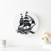 Schaduw Zeilschip – Vintage Oceaan Illustratie Grote Klok (Huis)