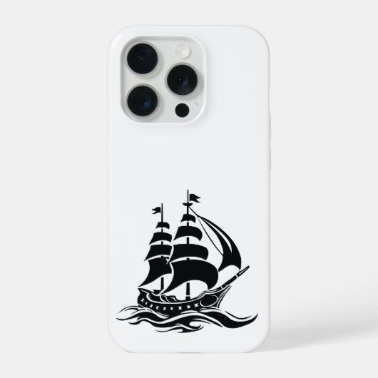 Schaduw Zeilschip – Vintage Oceaan Illustratie iPhone Hoesje (Achterkant)