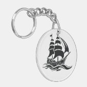 Schaduw Zeilschip – Vintage Oceaan Illustratie Sleutelhanger (Voorkant Links)