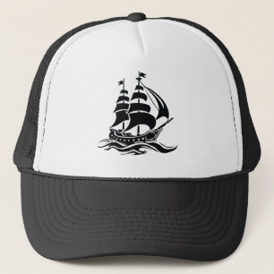 Schaduw Zeilschip – Vintage Oceaan Illustratie Trucker Pet