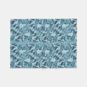 Schaduwblauwe bladeren fleece deken (Voorkant (Horizontaal))