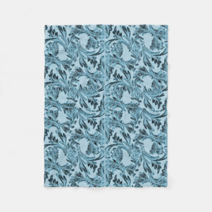 Schaduwblauwe bladeren fleece deken