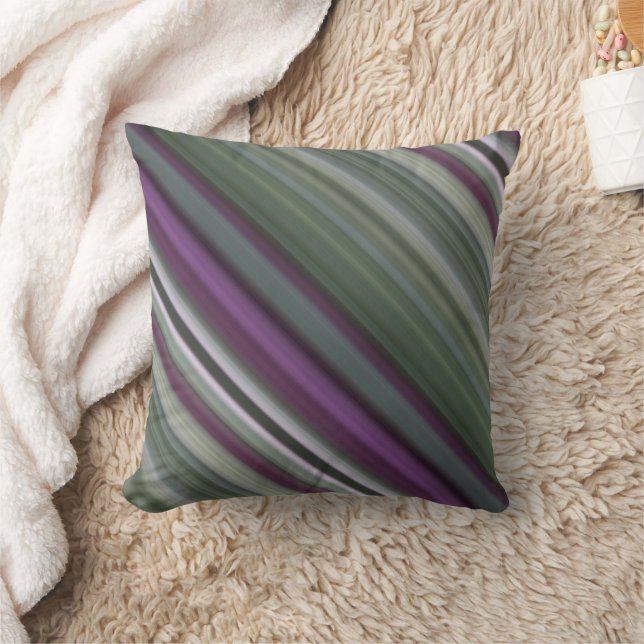 Schaduwbloemen Paarse en groene streep en plaid Kussen (Deken)