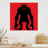 Schaduwdemon Monster Rode Ogen Horror cadeau Poster (Keuken)