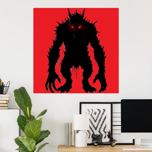 Schaduwdemon Monster Rode Ogen Horror cadeau Poster (Thuiskantoor)