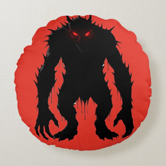 Schaduwdemon Monster Rode Ogen Horror cadeau Rond Kussen (Voorkant)