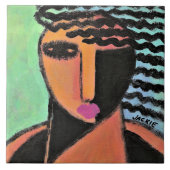 Schaduwen Abstract Portret van een Vrouw Tegeltje (Voorkant)