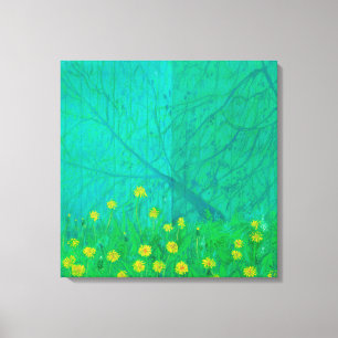 Schaduwen en duiven, zomerbloemen canvas afdruk