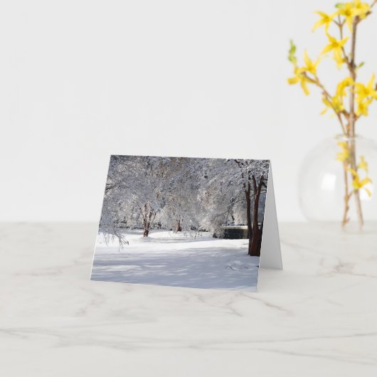 Schaduwen in de sneeuw. Een seizoensgebonden wensk Kaart (Gele Bloem)