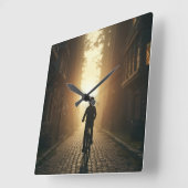 Schaduwen op de kasseien wandklok (Hoek)