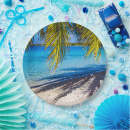 Schaduwen op het strand papieren bordje