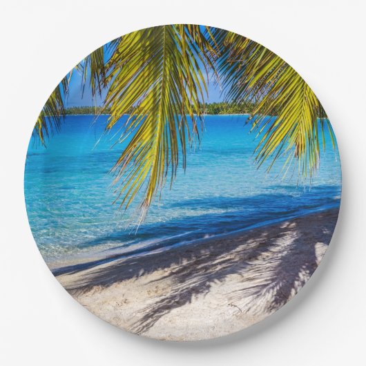 Schaduwen op het strand papieren bordje (Voorkant)