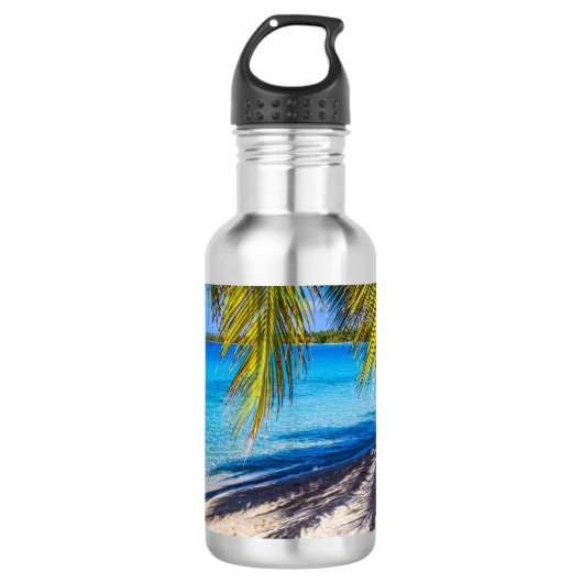 Schaduwen op het strand waterfles  (Voorkant)