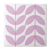 Schaduwen van abstract roze blad- en stampatroon tegeltje (Voorkant)