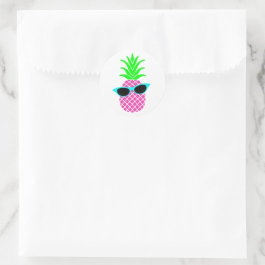"Schaduwen van ananas" Ronde Sticker (Tas)