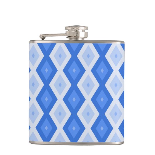 Schaduwen van blauw diamantpatroon heupfles (Voorkant)