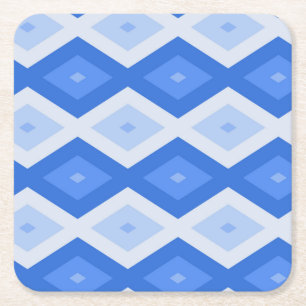 Schaduwen van blauw diamantpatroon kartonnen onderzetters