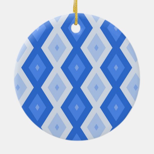 Schaduwen van blauw diamantpatroon keramisch ornament (Achterkant)