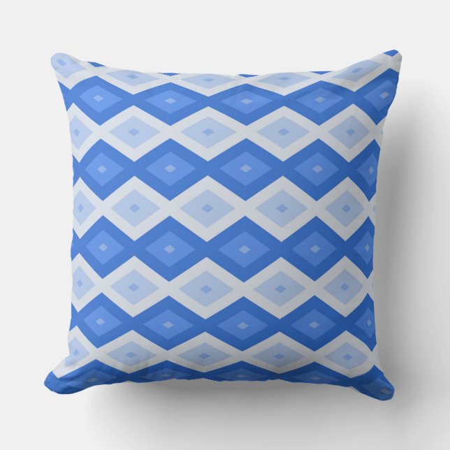 Schaduwen van blauw diamantpatroon kussen (Voorkant)