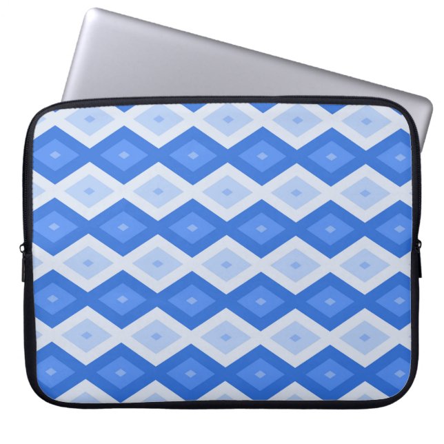 Schaduwen van blauw diamantpatroon laptop sleeve (Voorkant)