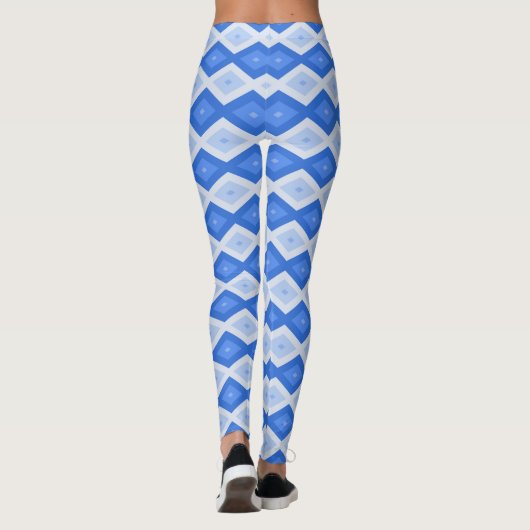 Schaduwen van blauw diamantpatroon leggings (Achterkant)