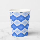 Schaduwen van blauw diamantpatroon papieren bekers (Links)