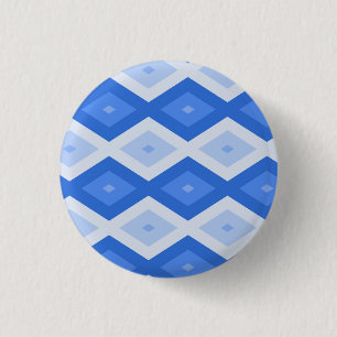 Schaduwen van blauw diamantpatroon ronde button 3,2 cm